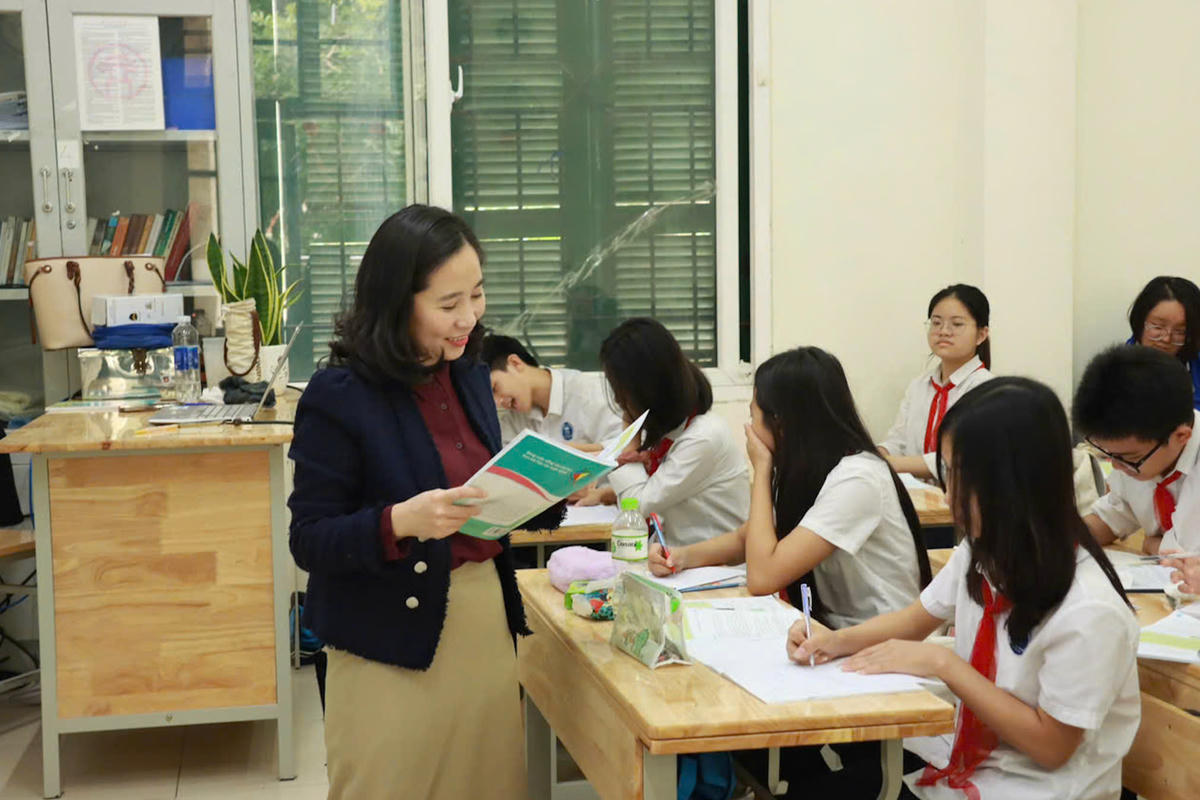 Một giờ lên lớp của cô trò Trường THCS Nguyễn Công Trứ (Hà Nội). Ảnh: V.T.