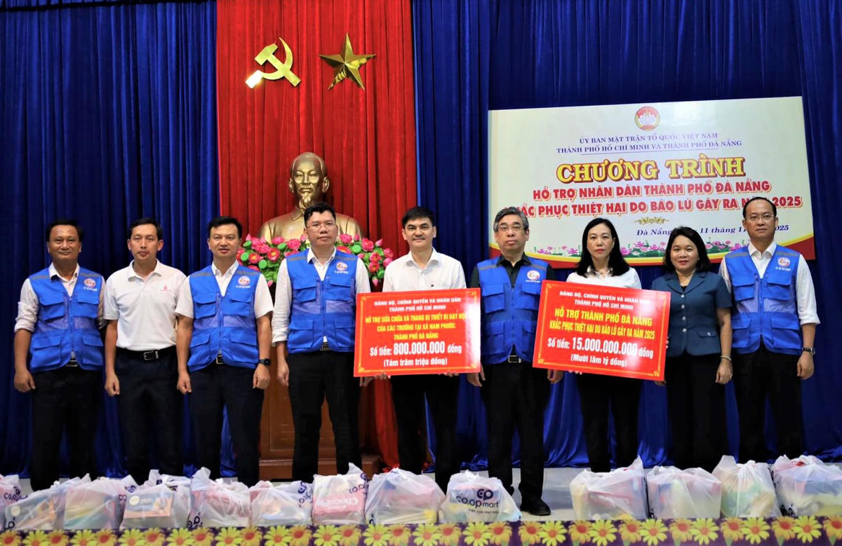 TP Hồ Chí Minh&nbsp;kinh phí hỗ trợ 15 tỷ đồng cho đồng bào Đà Nẵng nhằm khắc phục thiệt hại do bão lũ năm 2025 gây ra. Ảnh: CV.