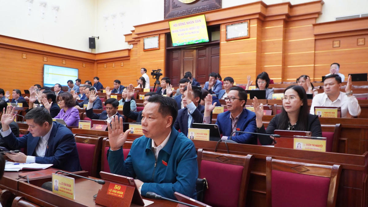 Các đại biểu HĐND tỉnh Hưng Yên tham dự kỳ họp. Ảnh: Mạnh Tùng.