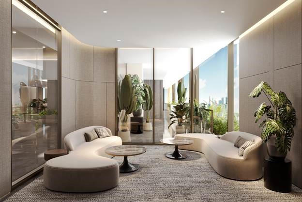 Một trong những không gian tiếp khách thú vị tại tầng 02 Nhà Điều hành trung tâm Happy One.