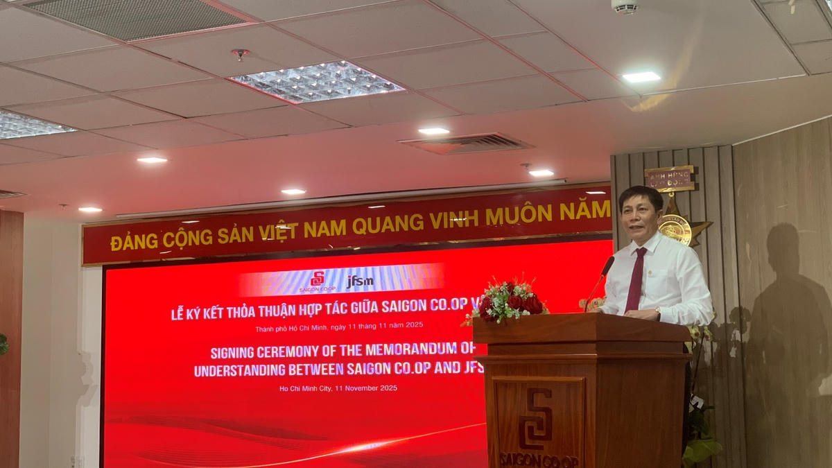 Ông Dương Minh Quang - Phó Tổng Giám đốc Saigon Co.op - phát biểu tại Lễ ký kết. Ảnh: A.T
