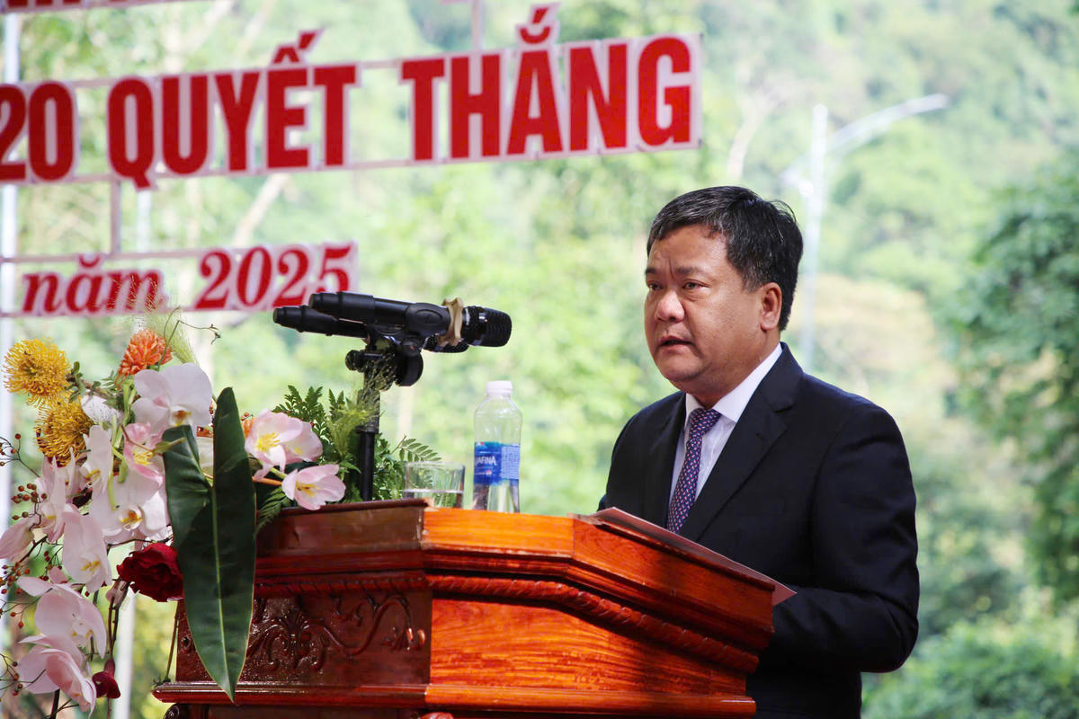 Ông Trần Phong, Chủ tịch UBND tỉnh Quảng Trị phát biểu tại buổi lễ. Ảnh: Q.S.