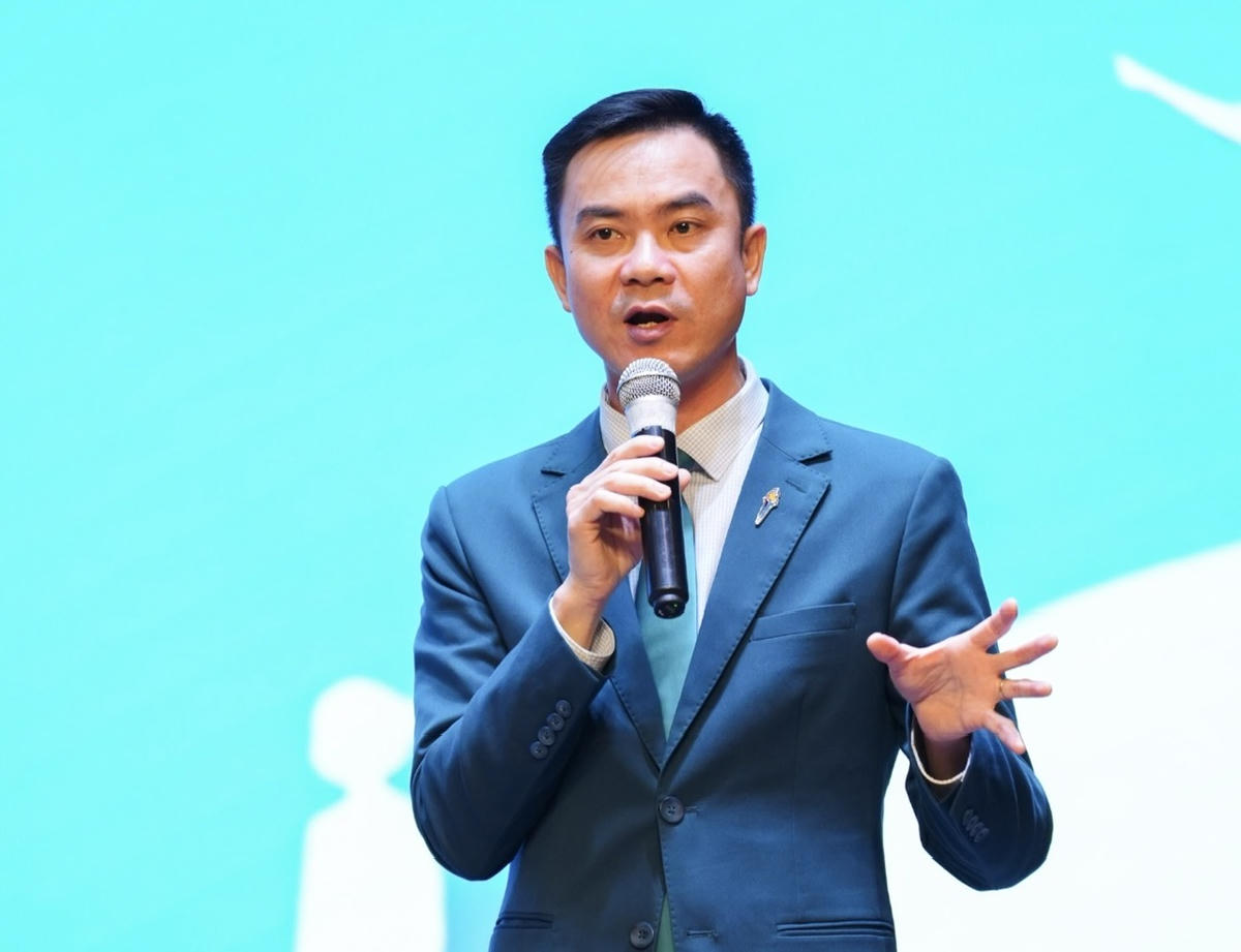 TS Nguyễn Vĩnh Sơn - Phó Chủ tịch Hội đồng Giáo dục Hệ thống Wellspring, Tổng Hiệu trưởng Wellspring Hanoi phát biểu tại sự kiện.