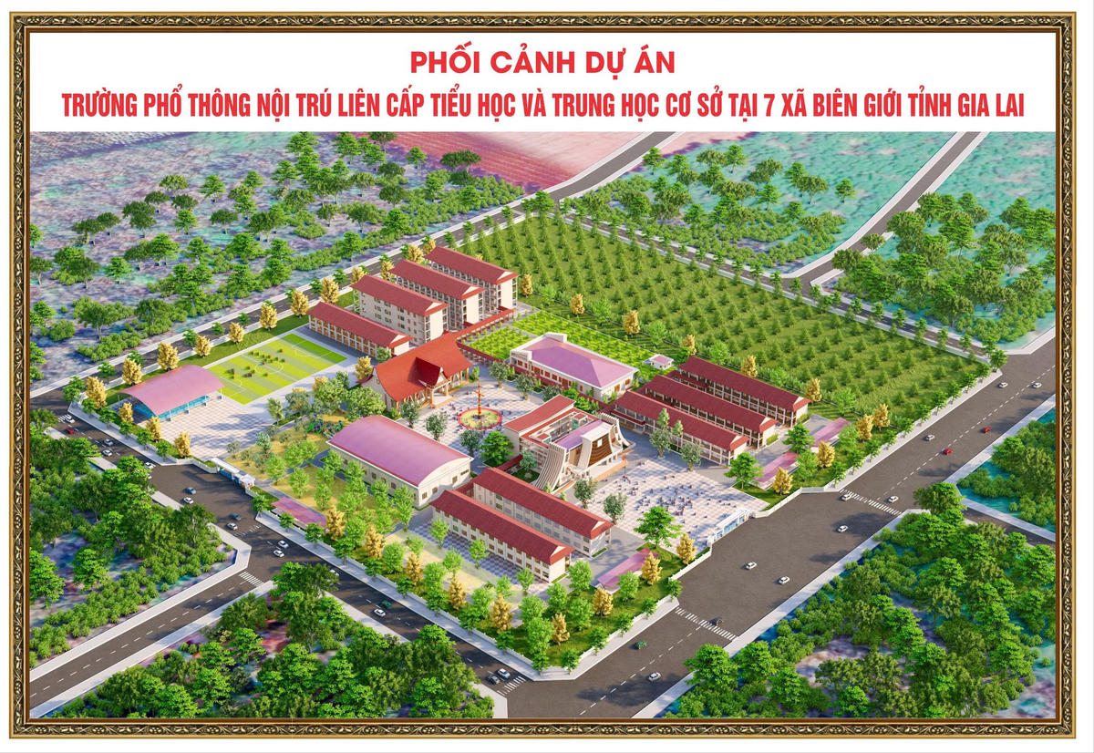 Một phối cảh của dự án Trường PTNT liên cấp TT-THCS tại 7 xã biên giới tỉnh Gia Lai. Ảnh: CV.