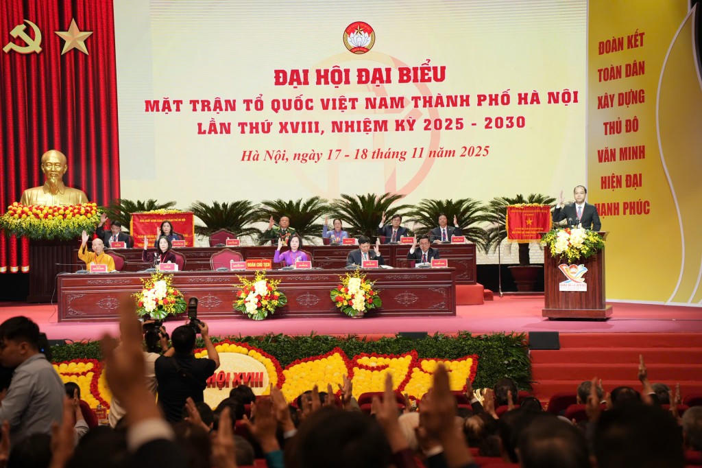 Quang cảnh Đại hội đại biểu MTTQ Việt Nam lần thứ XVIII, nhiệm kỳ 2025-2030. 