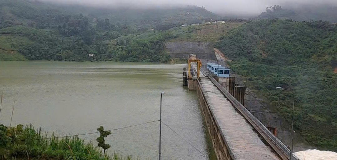 Mức nước hiện tại hồ thủy điện Đăk Đrinh. Ảnh: CV.