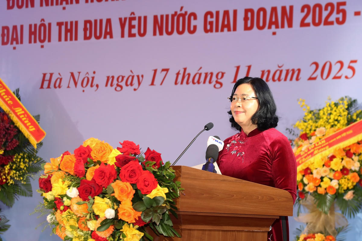 Chủ tịch UBTƯ MTTQ Việt Nam Bùi Thị Minh Hoài phát biểu tại Lễ kỷ niệm. Ảnh: Tiến Đạt.