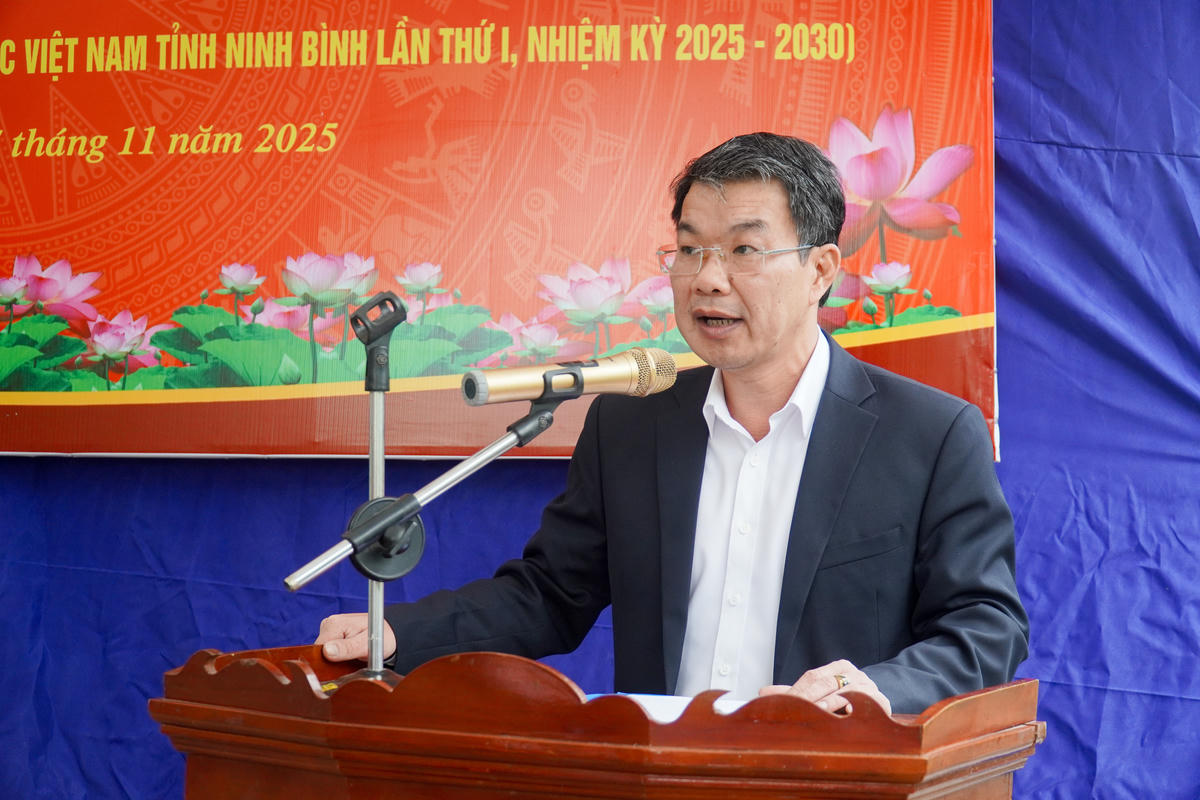 Ông Nguyễn Hoàng Hà - Phó Chủ tịch Thường trực Ủy ban MTTQ tỉnh cho biết, việc kêu gọi xây dựng nhà Đại đoàn kết là một trong những nhiệm vụ trọng tâm của tổ chức Mặt trận. Ảnh: Đình Minh