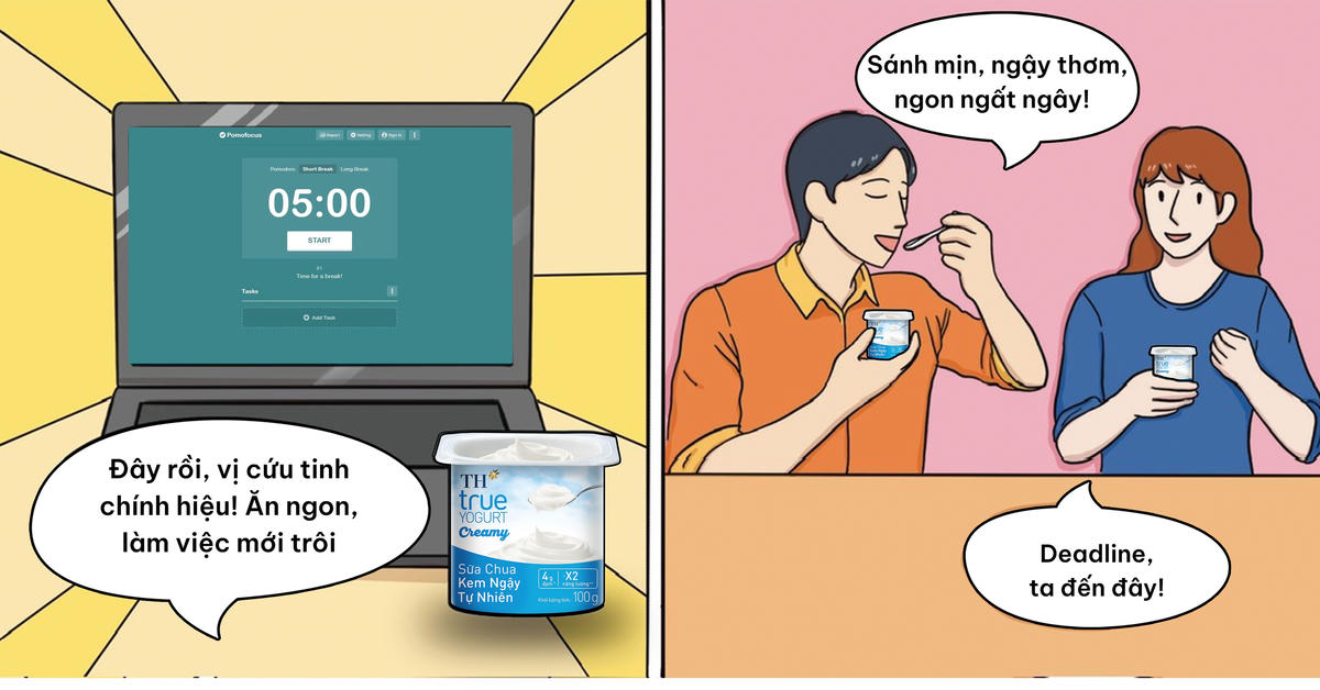 Được thưởng thức đồ ăn ngon sẽ giúp sản sinh dopamine - "hormone hạnh phúc" giúp cải thiện tâm trạng hiệu quả. Sữa Chua Kem Ngậy Tự Nhiên TH true YOGURT Creamy với hương vị chua dịu ngọt thanh, kết cấu sánh ngậy, vừa giúp nạp năng lượng hiệu quả, vừa khiến tâm trạng vui vẻ hơn.