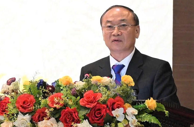 Bí thư Tỉnh ủy Gia Lai Thái Đại Ngọc Phát biểu tại hội thảo. Ảnh: Đình Sang.