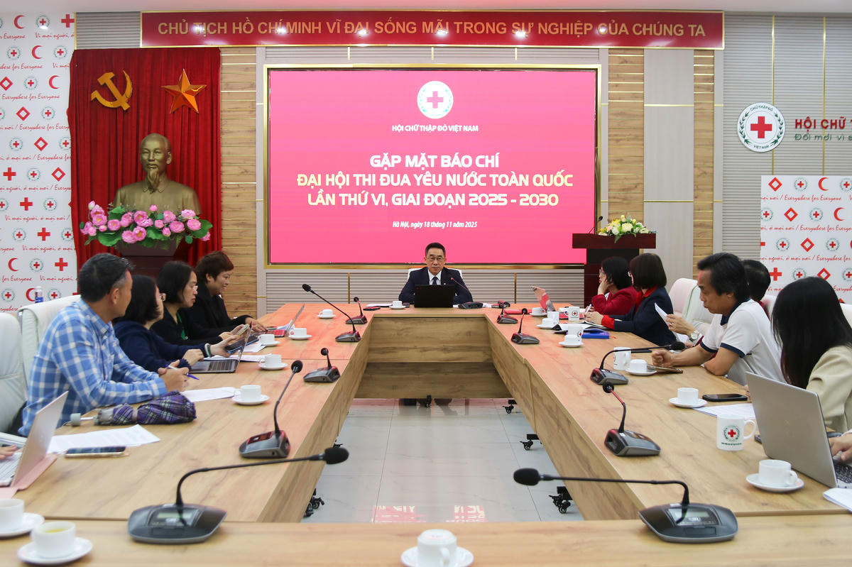 Hội Chữ thập đỏ Việt Nam gặp mặt báo chí thông tin về Đại hội thi đua yêu nước toàn quốc lần thứ VI, giai đoạn 2025-2030. Ảnh: Tiến Đạt.