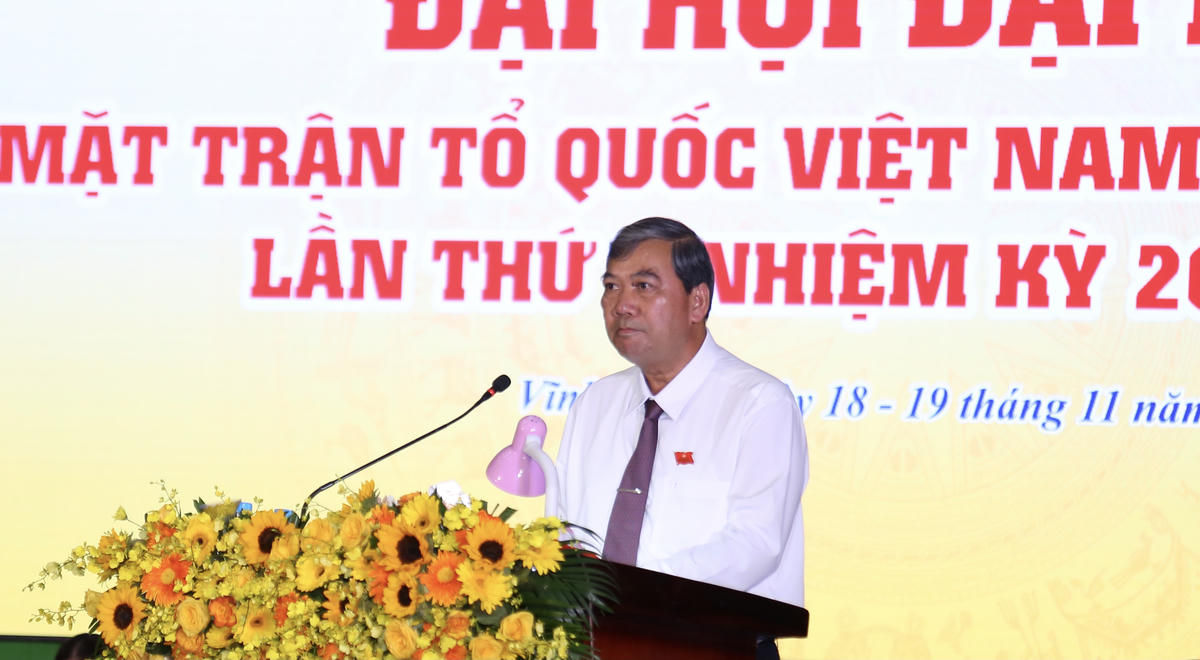Ông Kim Ngọc Thái - Phó Bí thư Tỉnh uỷ, Chủ tịch Ủy ban MTTQ Việt Nam tỉnh Vĩnh Long. (ảnh: Thanh Tiến)