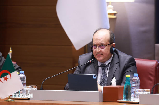 Thủ tướng Algeria Sifi Ghrieb phát biểu. (Ảnh: Dương Giang/TTXVN)