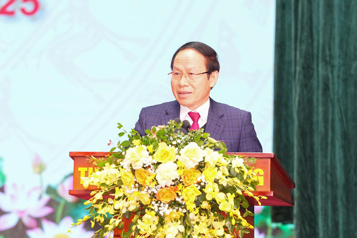 Bí thư Thành ủy Hải Phòng Lê Tiến Châu phát biểu kết luận hội nghị. Ảnh: ĐT