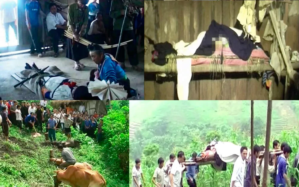 Đám tang kéo dài, treo người chết trong nhà nhiều ngày là một hủ tục từng khó xóa bỏ ở Pù Nhi. Ảnh: Đặng Trung.