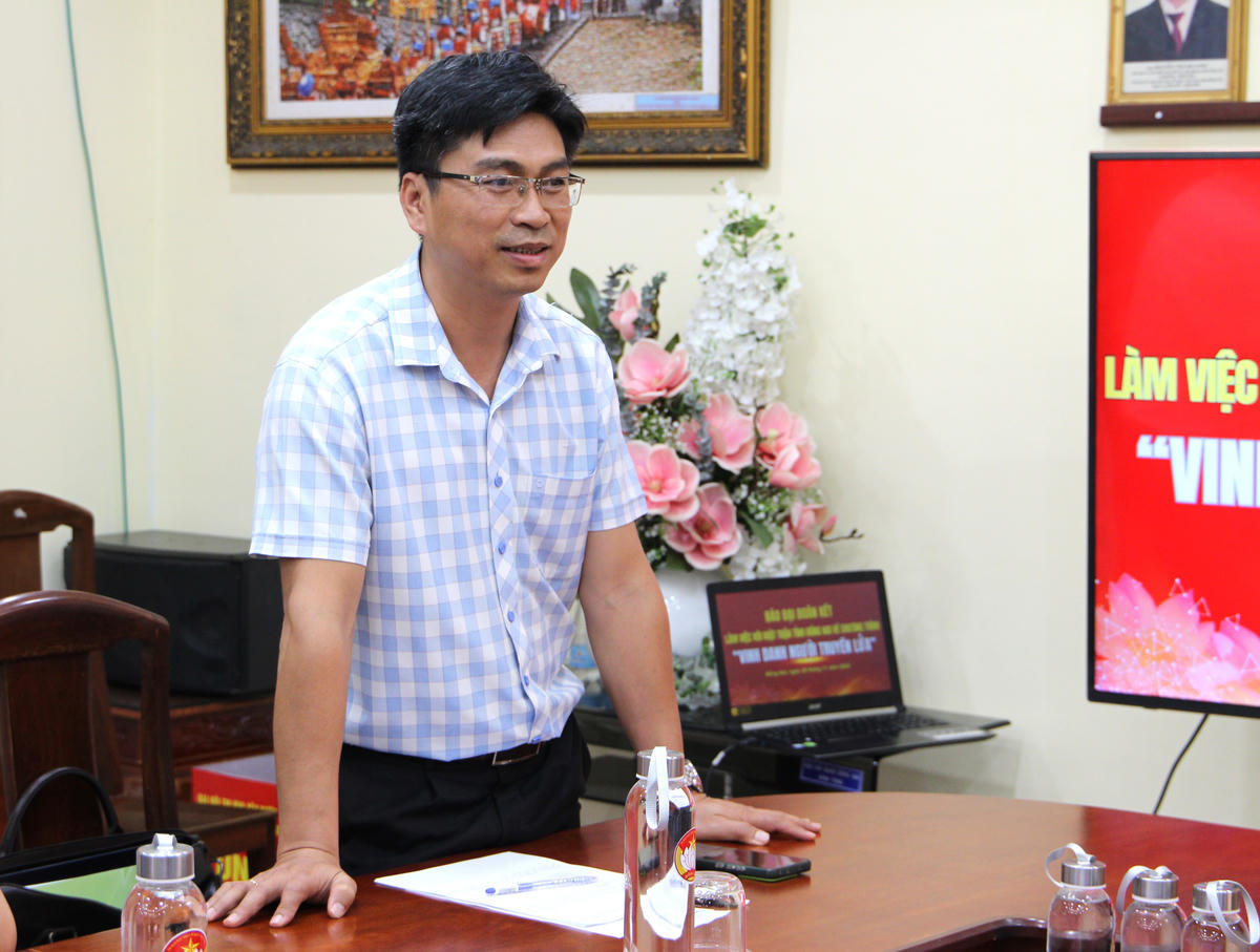 Ông Phạm Hiếu Thanh, Phó Trưởng ban Tuyên giáo và Tôn giáo Dân tộc, Ủy ban Mặt trận Tổ quốc Việt Nam tỉnh Đồng Nai phát biểu về Giải thưởng. Ảnh: Q.Đ.