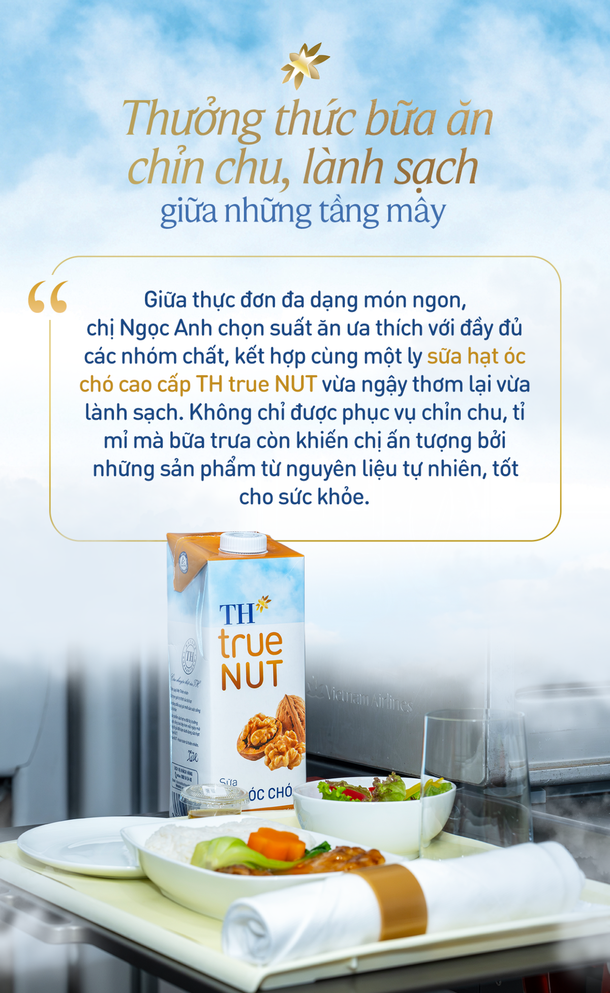 Tái tạo năng lượng giữa không trung cùng thực đơn lành sạch từ TH true MILK