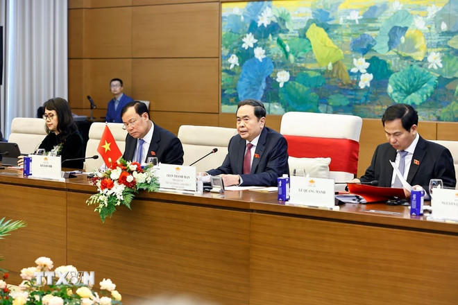 Chủ tịch Quốc hội Trần Thanh Mẫn phát biểu. (Ảnh: Doãn Tấn/TTXVN)