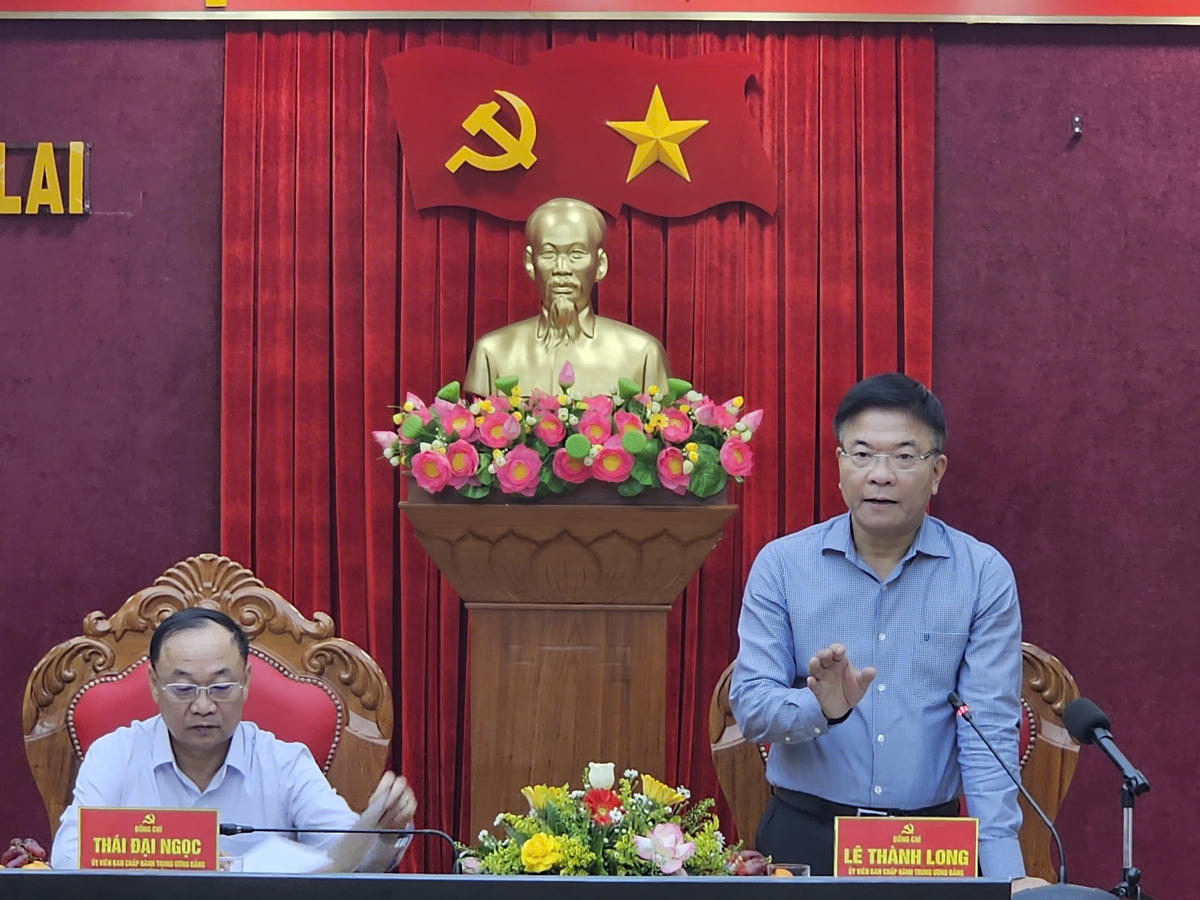 Phó Thủ tướng Lê Thành Long phát biểu tại buổi làm việc. Ảnh: Tấn Thành.