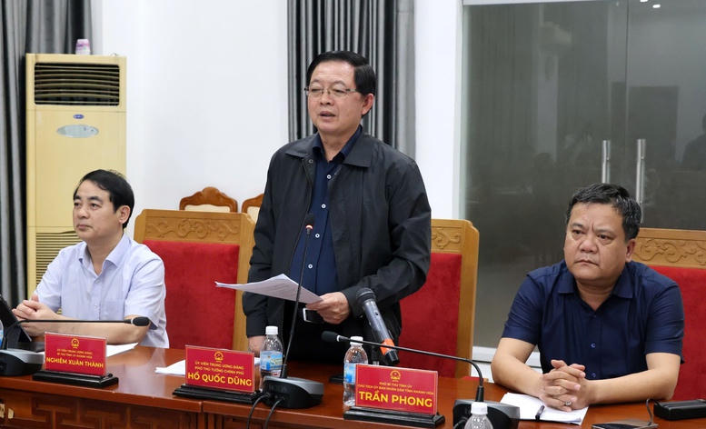 Phó Thủ tướng Chính phủ Hồ Quốc Dũng dự tại điểm cầu trụ sở UBND tỉnh Khánh Hòa - Ảnh: VGP/Gia Huy