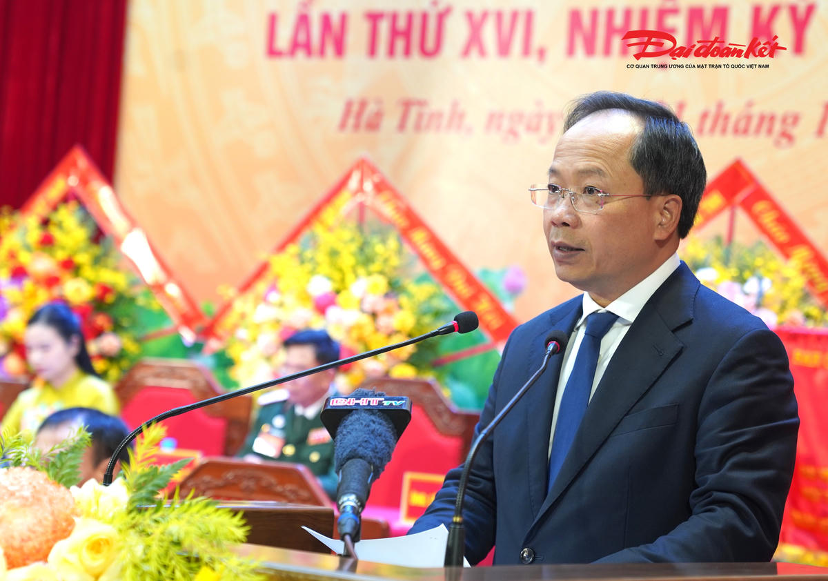 Bí thư Tỉnh ủy Hà Tĩnh Nguyễn Duy Lâm phát biểu chỉ đạo đại hội. Ảnh: Hạnh Nguyên.