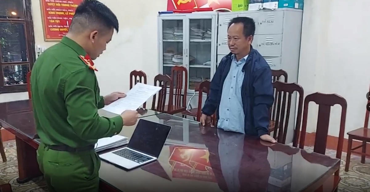Bị can Lê Duy Dương tại cơ quan Công an. Ảnh: Công an tỉnh Hưng Yên.