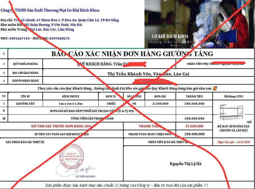 Một trong những giấy tờ các đối tượng lừa đảo gửi cho anh B. Ảnh: Công an xã Văn Bàn.