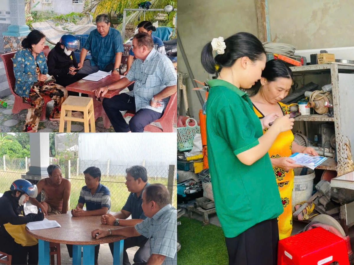 Cả hệ thống chính trị xã Trung Hưng vào cuộc tuyên truyền, vận động người dân tham gia BHXH, BHYT. Ảnh: Thanh Tú.