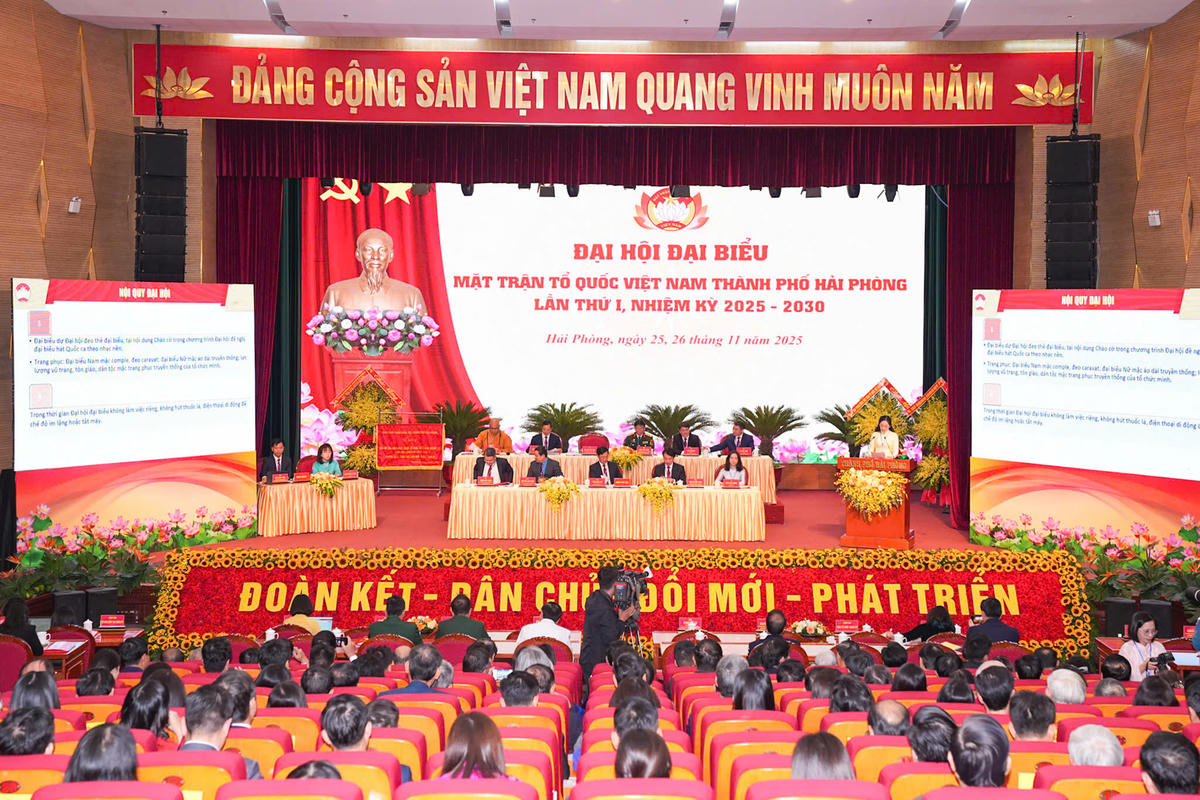 Quang cảnh Đại hội&nbsp;Đại biểu MTTQ Việt Nam TP Hải Phòng lần thứ I, nhiệm kỳ 2025-2030. Ảnh: ĐT.&nbsp;