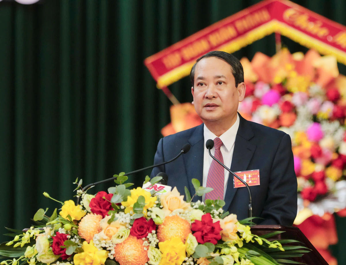 Ông Mai Văn Tuất - Phó Bí thư Tỉnh ủy, Chủ tịch Ủy ban MTTQ tỉnh Ninh Bình phát biểu tại buổi phát động. Ảnh: Đức Lam