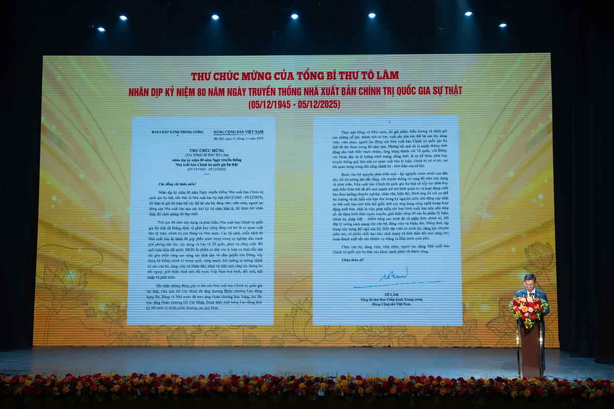 PGS.TS. Vũ Trọng Lâm, Giám đốc - Tổng Biên tập Nhà xuất bản Chính trị quốc gia Sự thật công bố Thư chúc mừng của Tổng Bí thư Tô Lâm