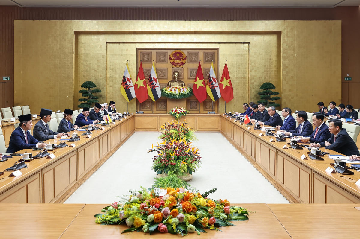 Hai nhà Lãnh đạo nhất trí đánh giá cao quan hệ Đối tác Toàn diện Việt Nam - Brunei thời gian qua phát triển mạnh mẽ thông qua triển khai hiệu quả Chương trình hành động 2023-2027- Ảnh: VGP/Nhật Bắc