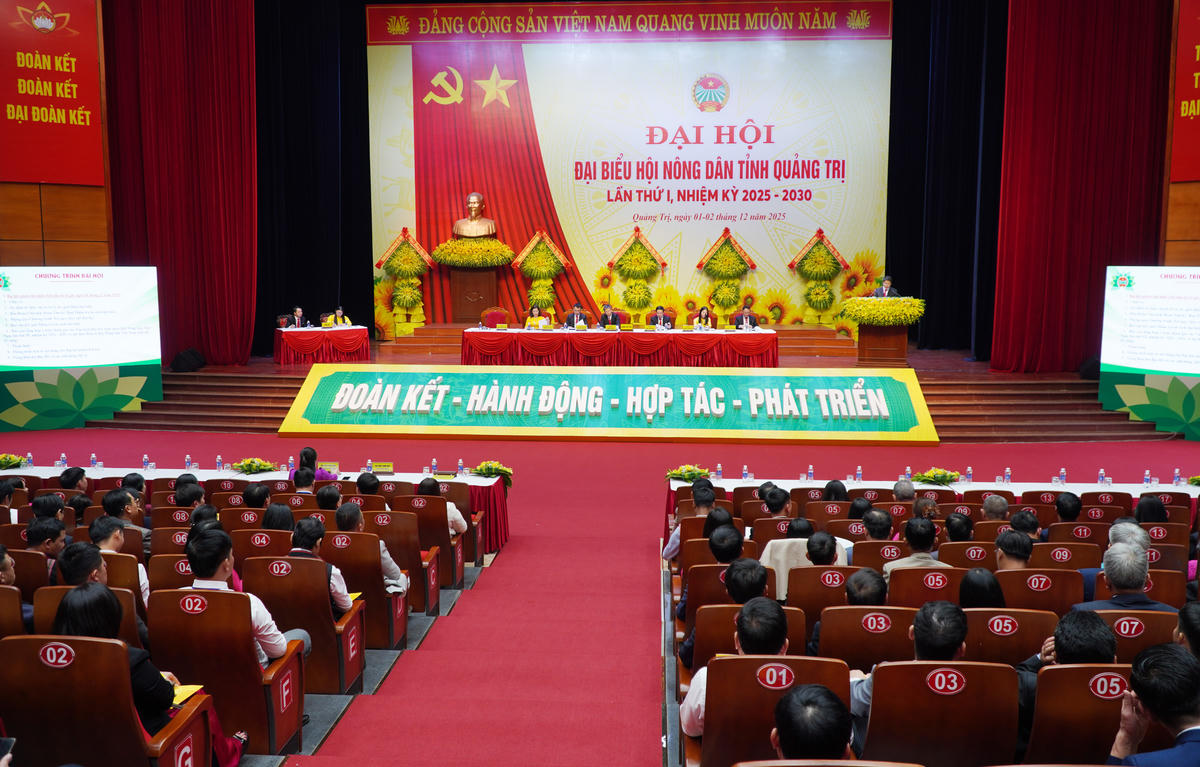 Quang cảnh Đại hội đại biểu Hội Nông dân tỉnh Quảng Trị lần thứ nhất, nhiệm kỳ 2025-2030. Ảnh: X.T.