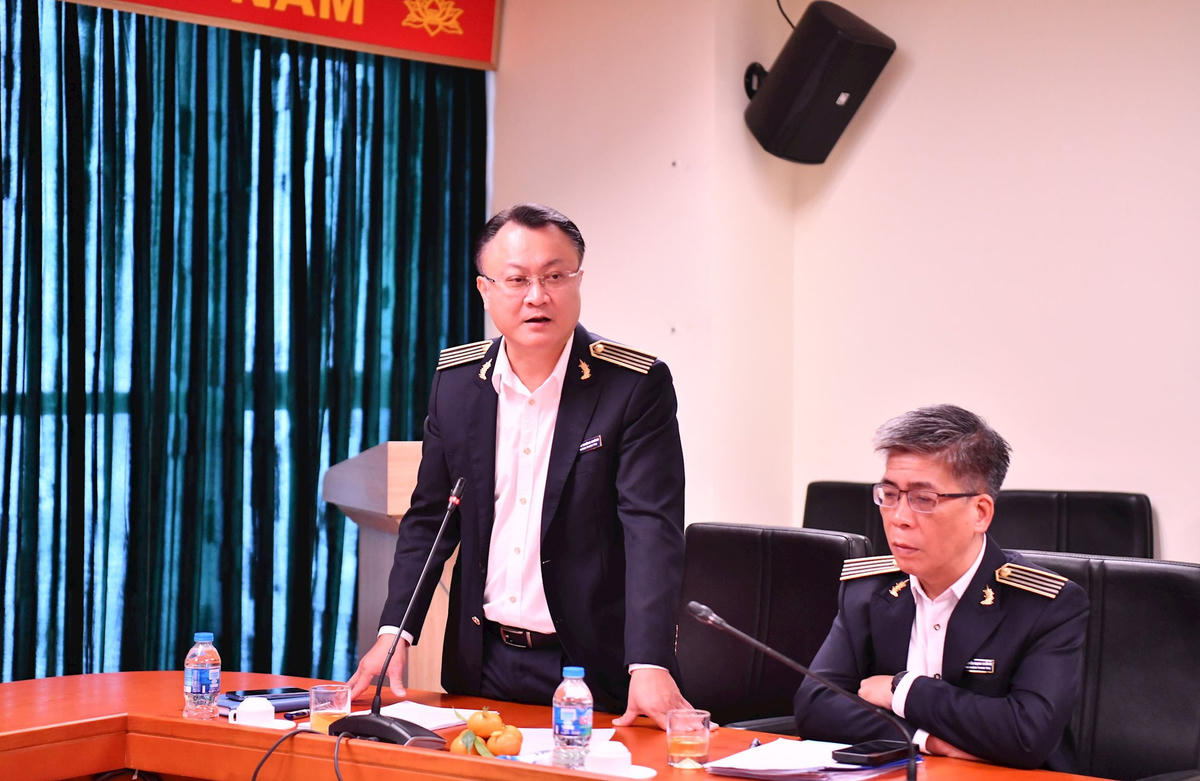 Chánh Thanh tra KTNN Lưu Trường Kháng phát biểu tại Hội nghị. Ảnh: D.T