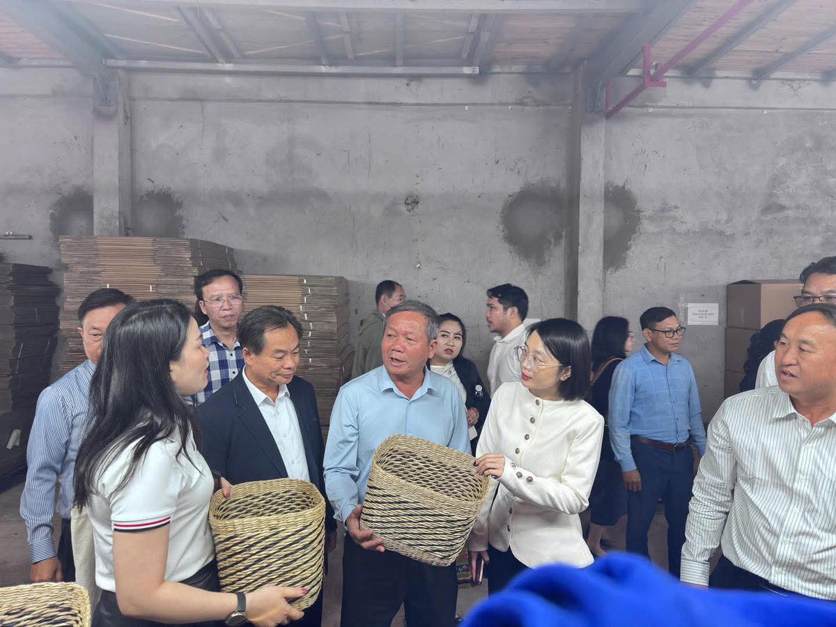 Đòàn cán bộ Mặt trận Lào xây dựng đất nước thăm quan một số mô hình phát triển kinh tế tại Ninh Bình. Ảnh: Đình Minh