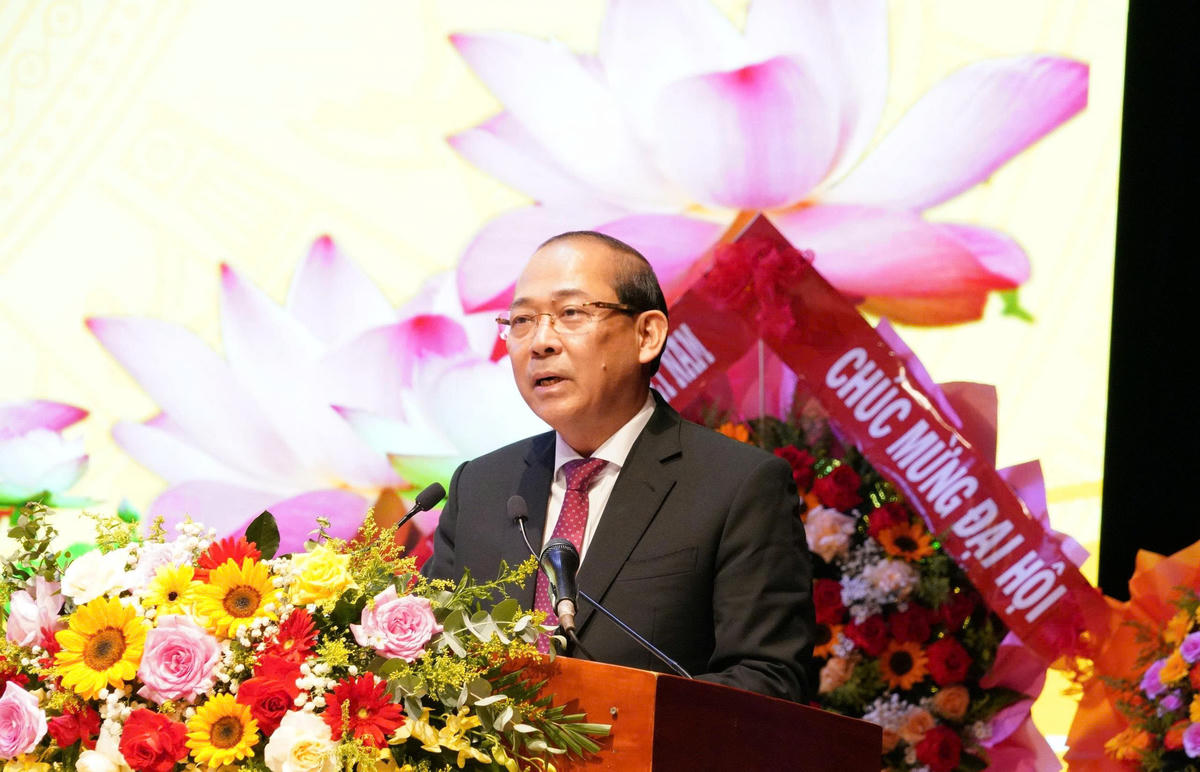 Phó Chủ tịch Ủy ban Trung ương MTTQ Việt Nam Hoàng Công Thủy phát biểu chỉ đạo Đại hội. Ảnh: Chí Đại.