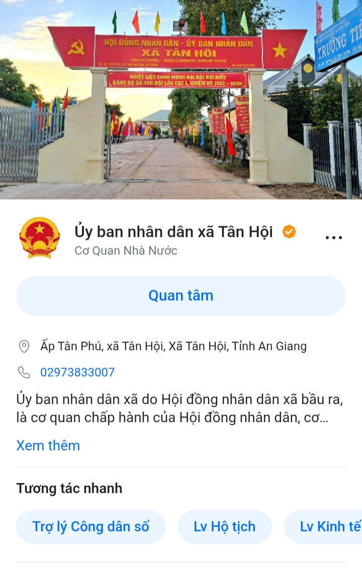 Zalo OA UBND xã Tân Hội (Ảnh: chụp màn hình)