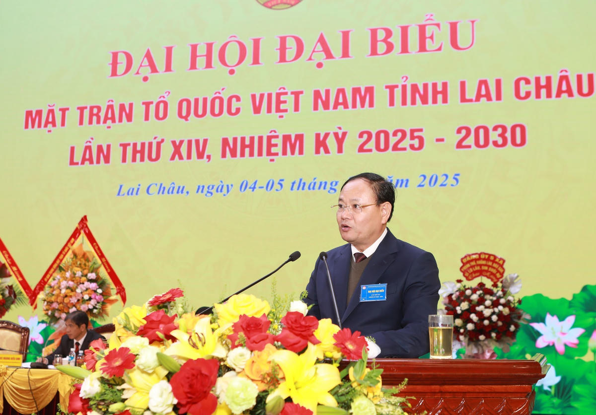 Bí thư Tỉnh ủy Lai Châu Lê Minh Ngân phát biểu chỉ đạo Đại hội. Ảnh: Trung Dũng.