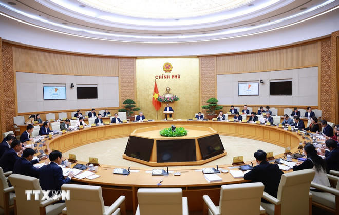 Phiên họp Chính phủ thường kỳ tháng 11/2025. (Ảnh: Dương Giang/TTXVN)