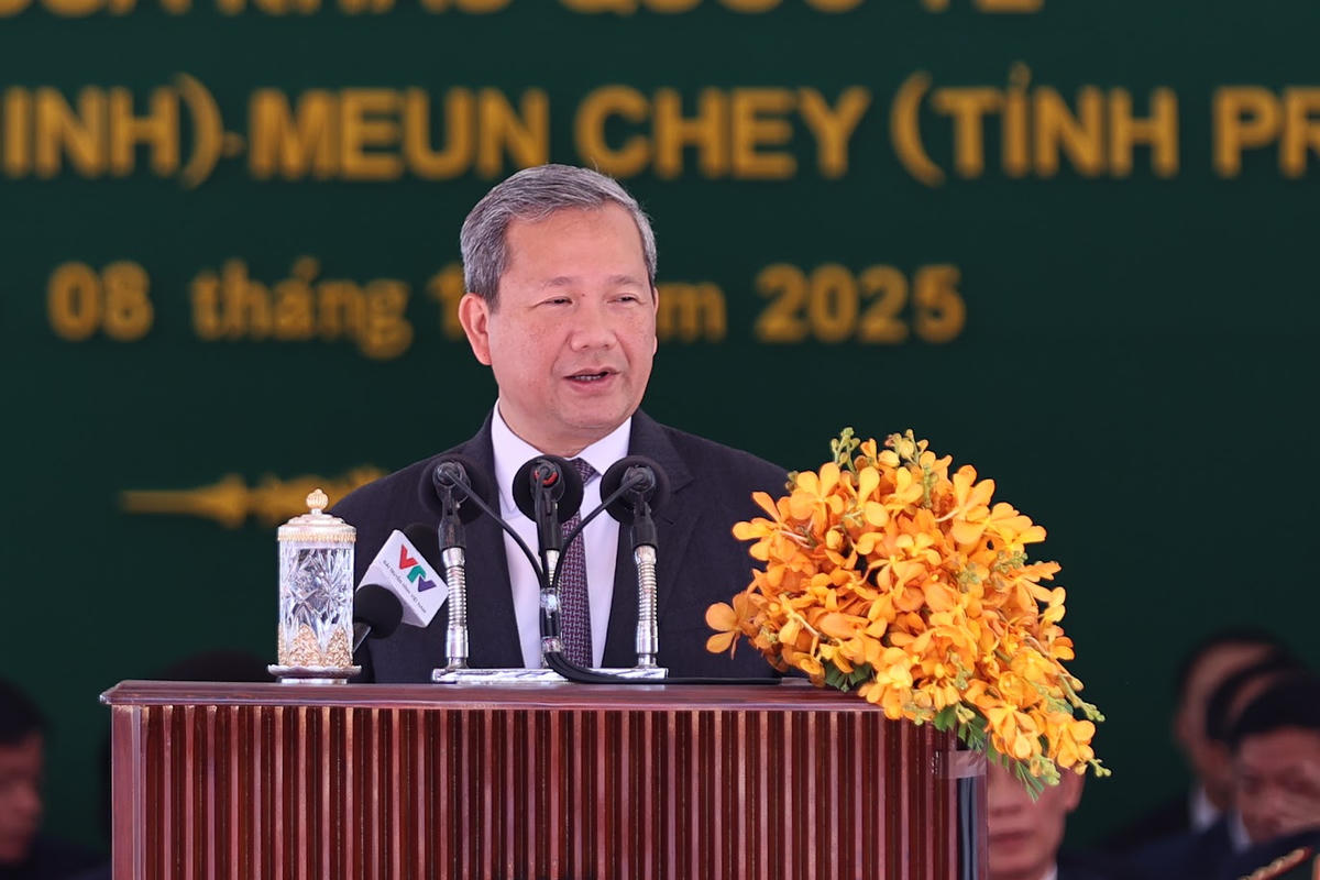 Thủ tướng Vương quốc Campuchia Samdech Thipadei Hun Manet cho rằng việc đưa vào hoạt động chính thức cặp cửa khẩu biên giới quốc tế này là minh chứng rõ nét cho thiện chí, sự thống nhất trong cách làm và quyết tâm hợp tác giữa Campuchia và Việt Nam - Ảnh: VGP/Nhật Bắc