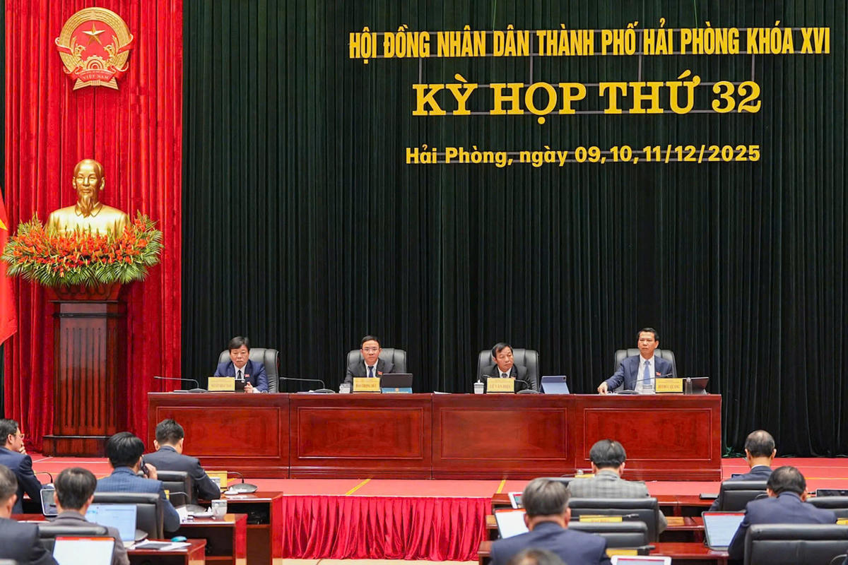 Quang cảnh kỳ họp thứ 32 HĐND TP Hải Phòng. Ảnh: ĐT. 