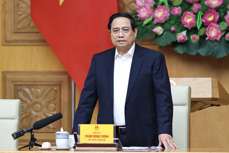 Thủ tướng Chính phủ Phạm Minh Chính phát biểu tại cuộc họp. Ảnh: Nhật Bắc