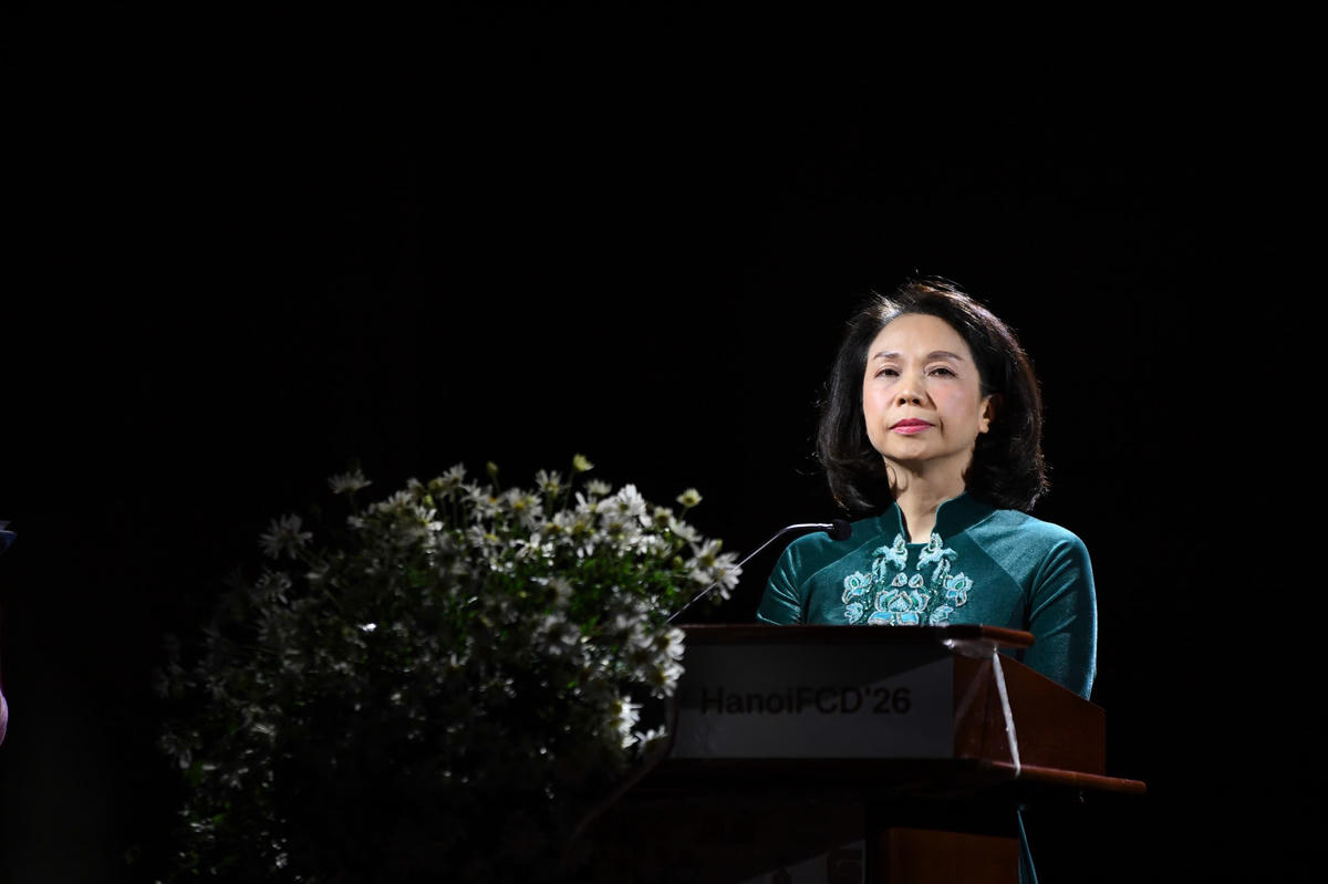 Bà Vũ Thu Hà, Phó Chủ tịch UBND TP Hà Nội phát biểu: Ảnh: Phạm Sỹ.