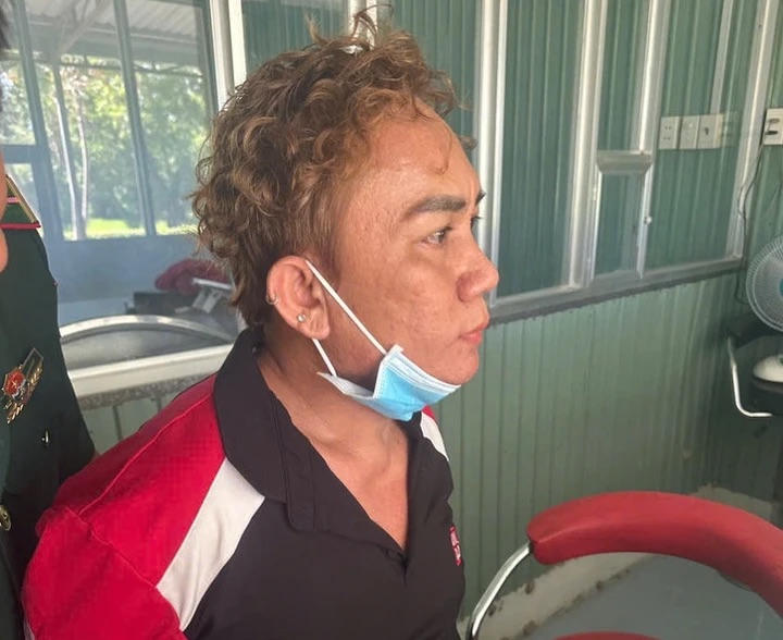 Đối tượng Thành ở cơ quan công an. Ảnh: CACC.