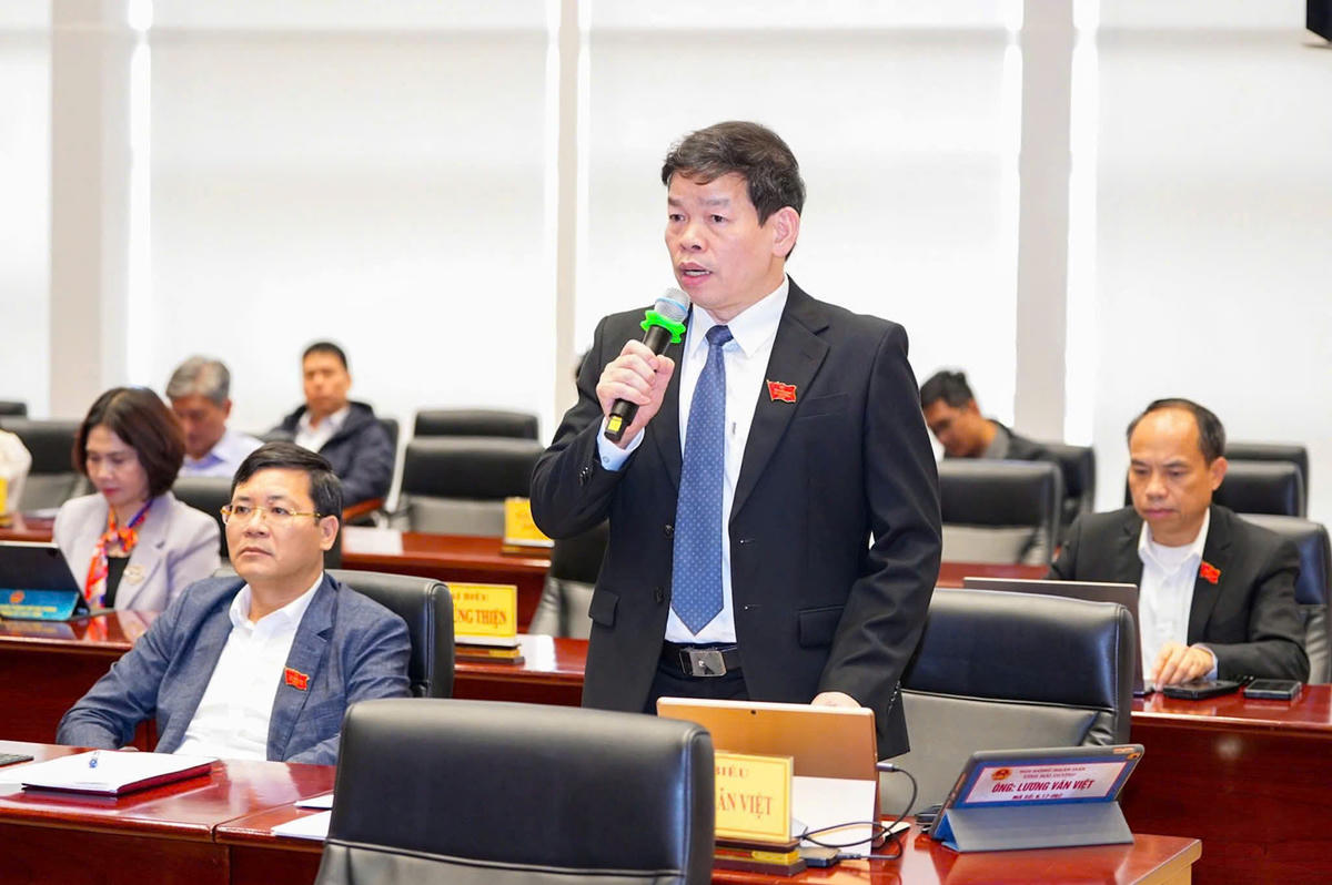 Giám đốc Sở Giáo dục và Đào tạo Lương Văn Việt trả lời chất vấn. Ảnh: ĐT.