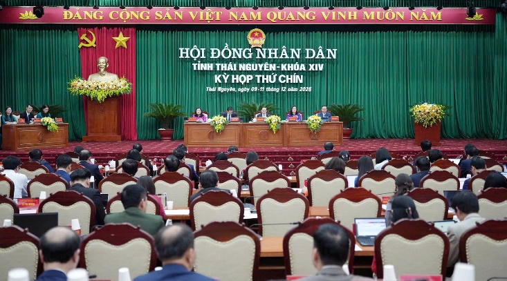 Toàn cảnh Kỳ họp thứ 9, HĐND tỉnh Thái Nguyên. Ảnh: Thu Hương.
