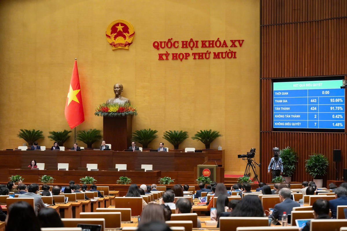 Quốc hội thông qua Luật An ninh mạng với đa số đại biểu tán thành. Ảnh: Quang Vinh