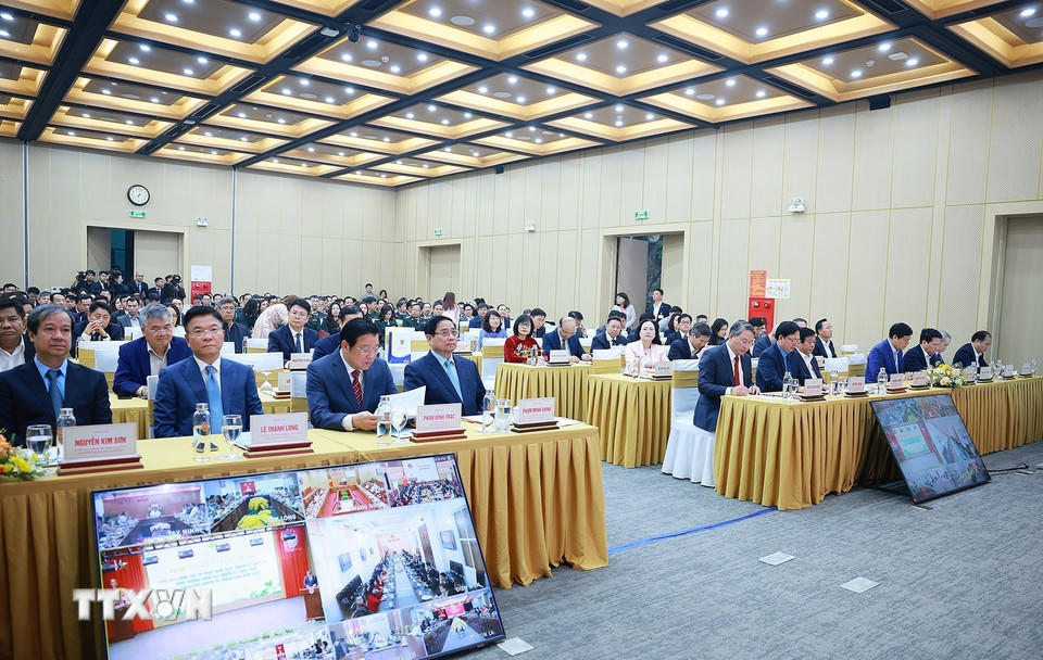 Thủ tướng Phạm Minh Chính dự Hội nghị toàn quốc tổng kết công tác Tư pháp năm 2025. (Ảnh: Dương Giang/TTXVN).