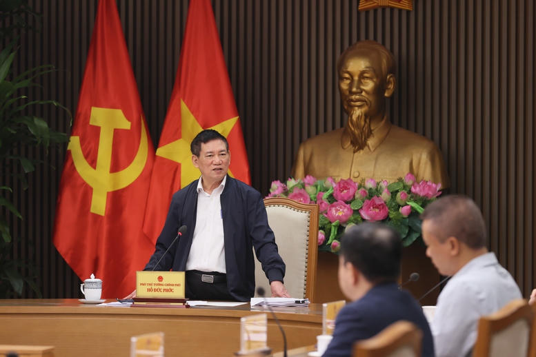 Phó Thủ tướng Hồ Đức Phớc nhấn mạnh các yêu cầu: Phải quản lý chặt chẽ, bịt các "lỗ hổng" pháp lý liên quan đến đất đai trong quá trình cổ phần hóa - Ảnh: VGP.