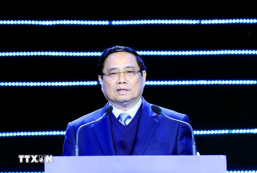 Thủ tướng Phạm Minh Chính tới dự và phát biểu chỉ đạo. (Ảnh: Tuấn Anh/TTXVN).